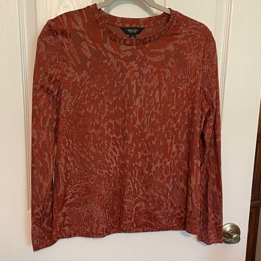 Simply Vera Vera Wang Terracotta Patterned Top